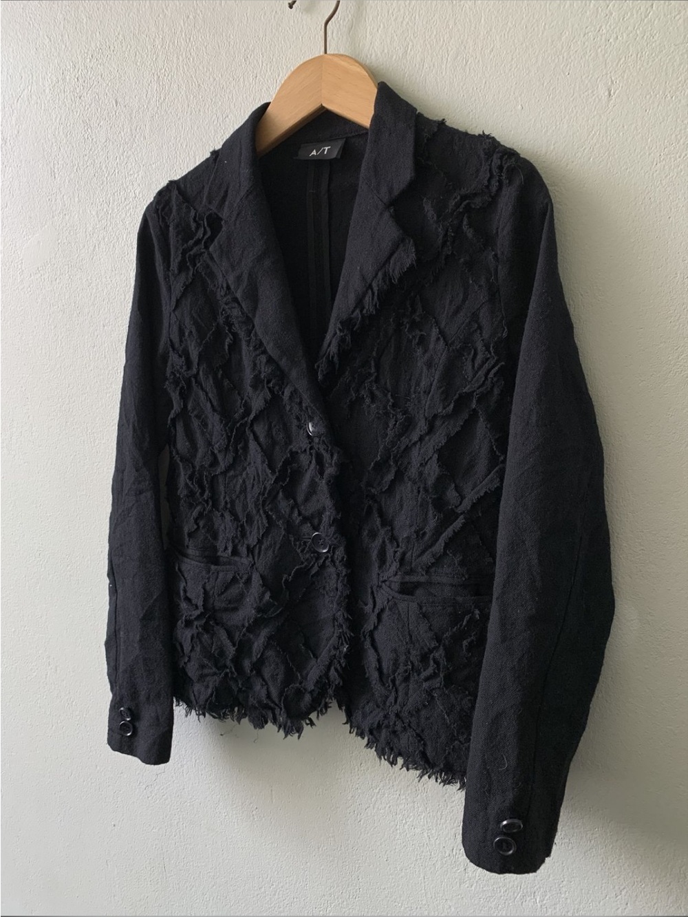 Atsuro Tayama stunning vintage Women's Black Distressed shredded Textured Blazer